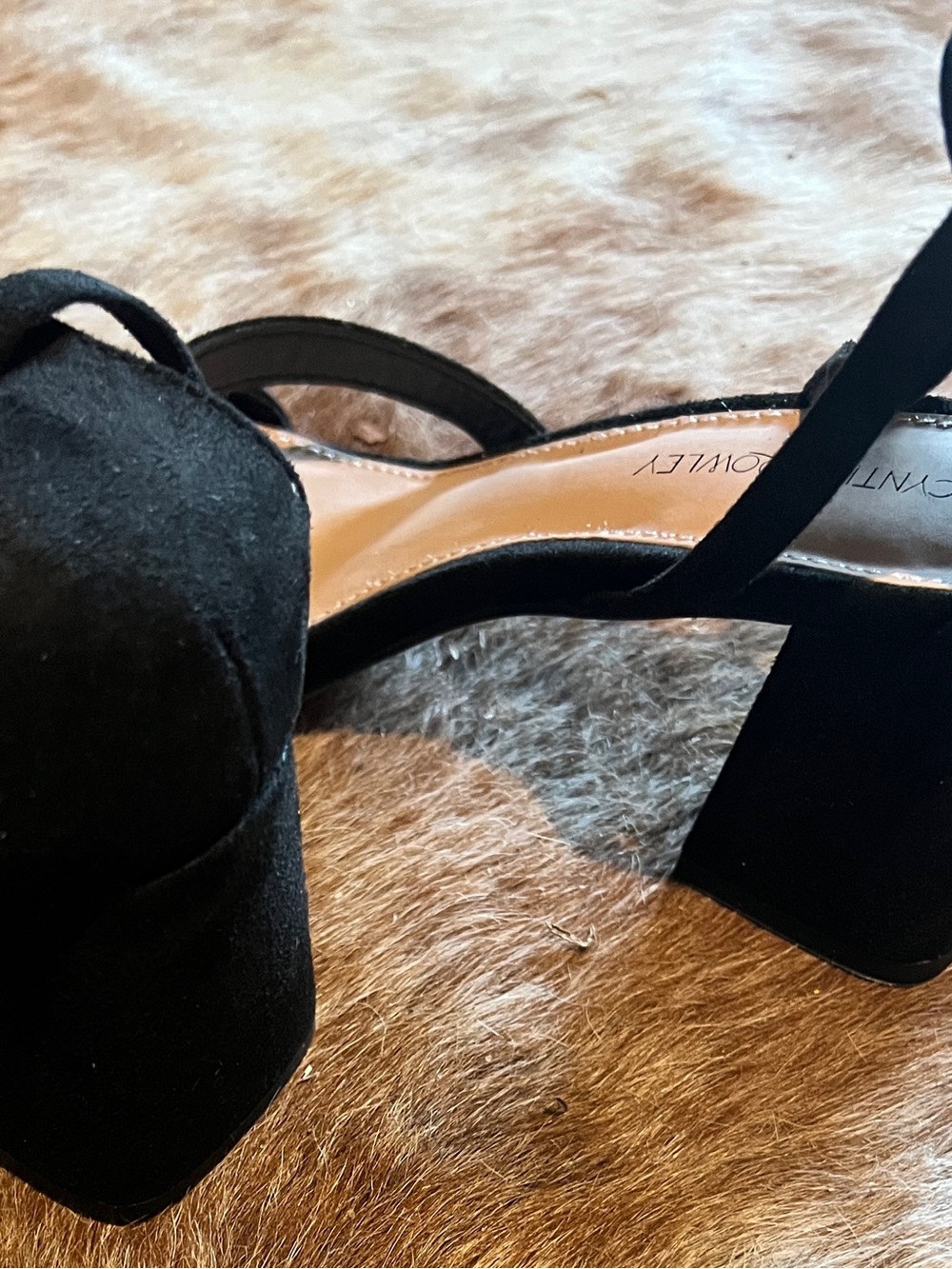Cynthia Rowley Black Suede Lace-Up Block Heel Sandals - Picture 2 of 4